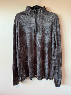 Greyson Clothiers Mens Tropical Leaf Wolf Eye Long Sleeve Golf Quarter Zip Large